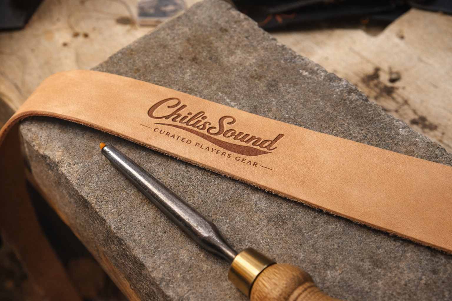 Handcrafted leather guitar strap